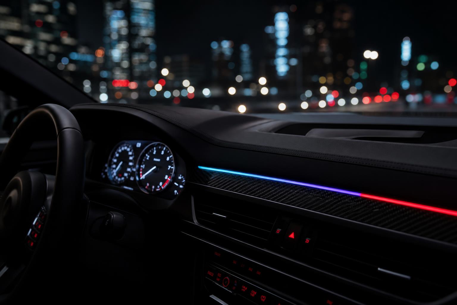 BMW dashboard at night